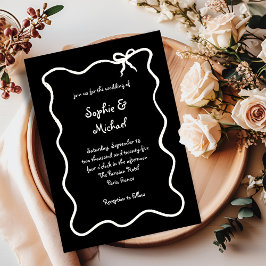 Invitación Amour Black | Boda de Bow francés ilustrado
