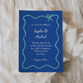 Invitación Amour | Boda azul blanco y Verde azulado francés d
