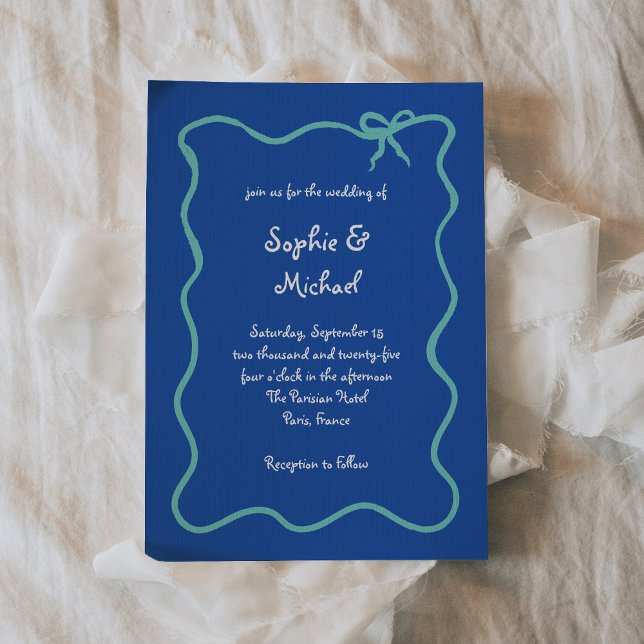 Invitación Amour | Boda azul blanco y Verde azulado francés d (Subido por el creador)