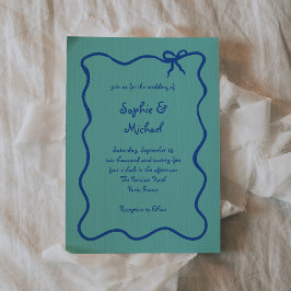 Invitación Amour | Boda azul y Verde azulado francés de vaca