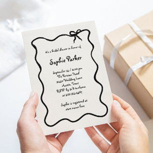 Invitación Amour   Ilustración de la ducha de novias Bow en F