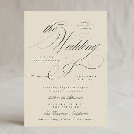 Invitación Ampersa elegante y carbón de Beige El Boda