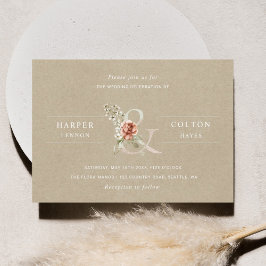 Invitación Ampersa floral y elegante Boda de Kraft rústico