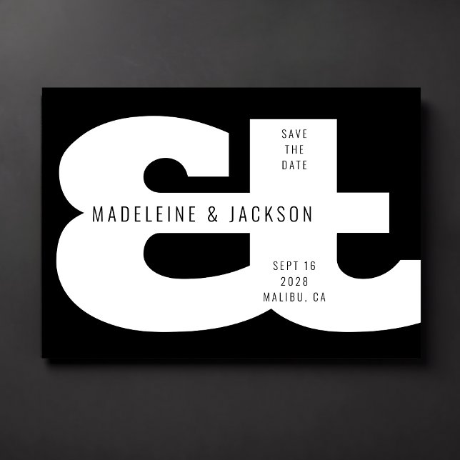Invitación Ampersand Bold Typography Black Save the Date (Subido por el creador)