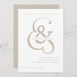 Invitación Ampersand caprichoso | Boda blanco y beige