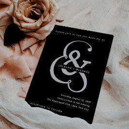 Invitación Ampersand caprichoso | Moody Black Boda