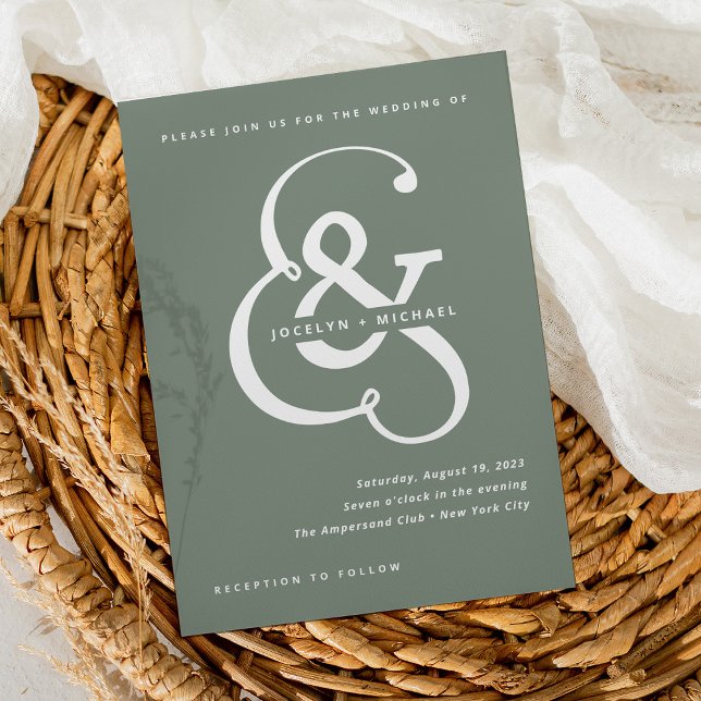 Invitación Ampersand caprichoso | Sage Green Boda (Subido por el creador)