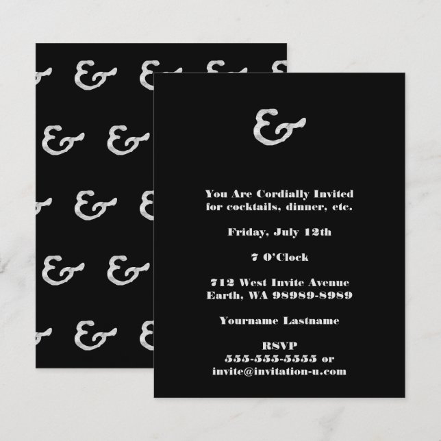 Invitación Ampersand de letras blancas rusas (Anverso / Reverso)