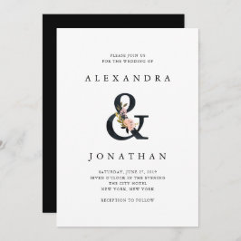 Invitación Ampersand elegante | Boda blanco y negro