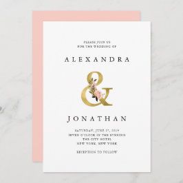 Invitación Ampersand elegante | Boda de oro y Rubor