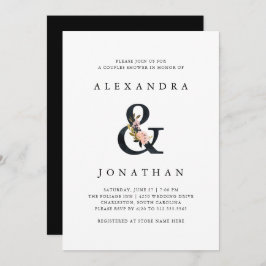 Invitación Ampersand elegante | Ducha de parejas negras y bla