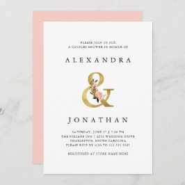 Invitación Ampersand elegante | Ducha para parejas de oro y R