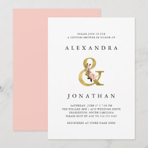 Invitación Ampersand elegante Ducha para parejas de oro y R