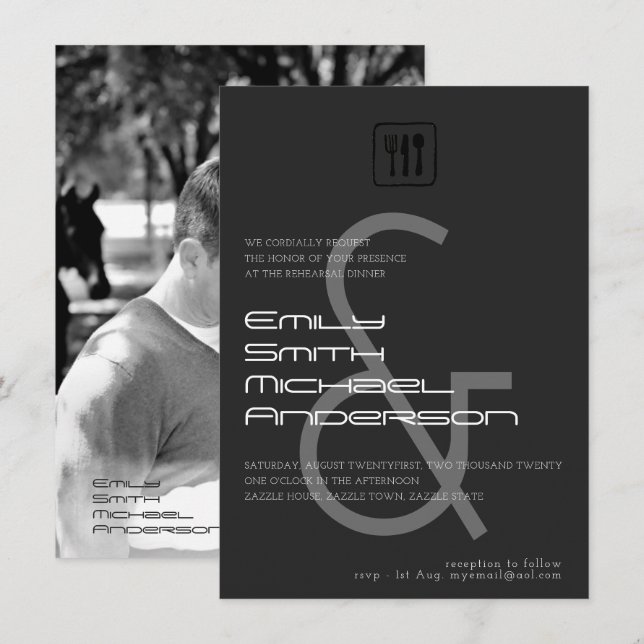 Invitación AMPERSAND Ensayo Cena FOTO Boda (Anverso / Reverso)