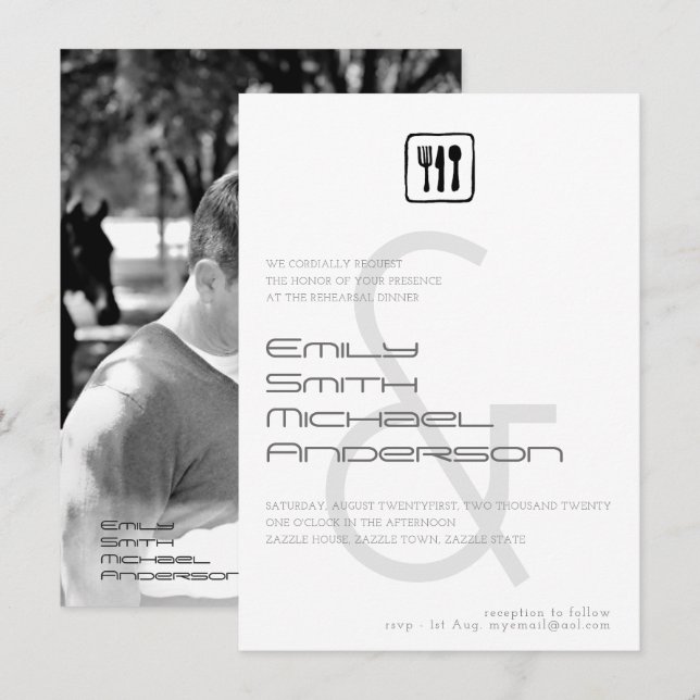 Invitación AMPERSAND Ensayo Cena FOTO Boda (Anverso / Reverso)