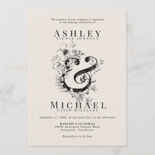 Invitación AMPERSAND FLORAL Hand Drake Rubor Boda