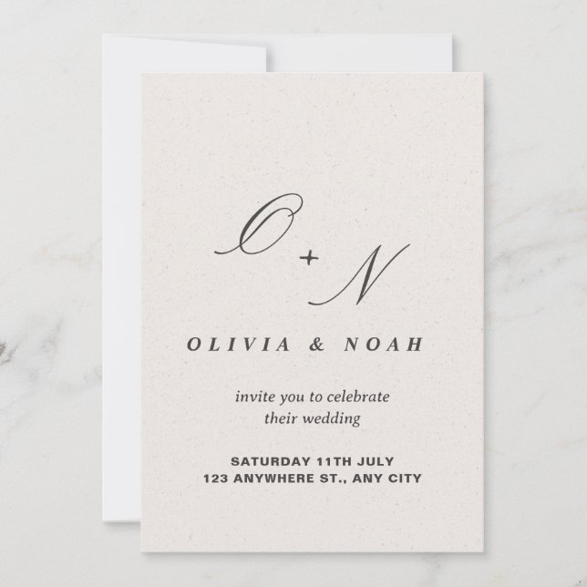 Invitación Ampersand Monogram Calligraphy Elegant Wedding (Anverso)