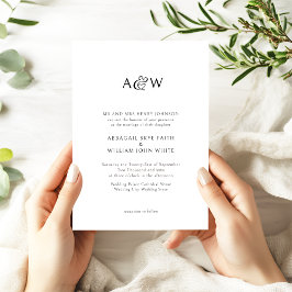 Invitación Ampersand Monograma Boda blanco y negro