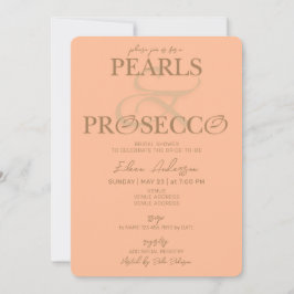 Invitación Ampersand Peach Fuzz Pearls Prosecco Bridal Shower