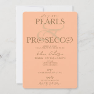 Invitación Ampersand Peach Fuzz Pearls Prosecco Bridal Shower