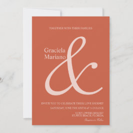 Invitación Ampersand Terracotta Rosa Suave Boda  