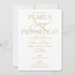 Invitación Ampersand White Pearls & Prosecco Bridal Shower