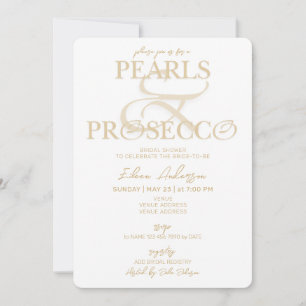 Invitación Ampersand White Pearls & Prosecco Bridal Shower