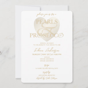 Invitación Ampersand White Pearls & Prosecco Bridal Shower In