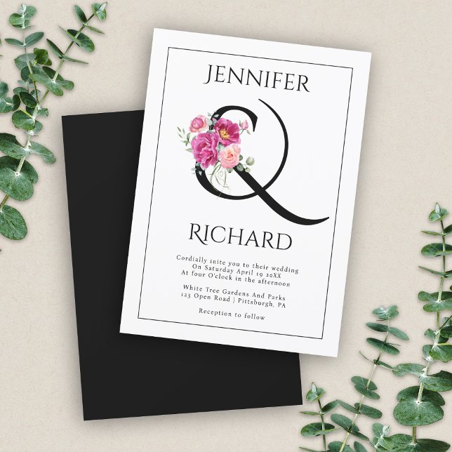 Invitación Ampersand y el boda del ramo de rosas rosas rosas  (Subido por el creador)
