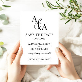 Invitación Ampersor blanco y negro y moderno salven la fecha