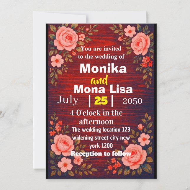 Invitación Ampliación floral personalizada  (Anverso)