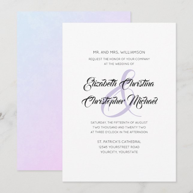 Invitación Amplitud y amplitud Lilac simple y elegante (Anverso / Reverso)