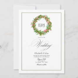 Invitación Amuleto de Boda de Navidad Poinsettia y Pino Códig