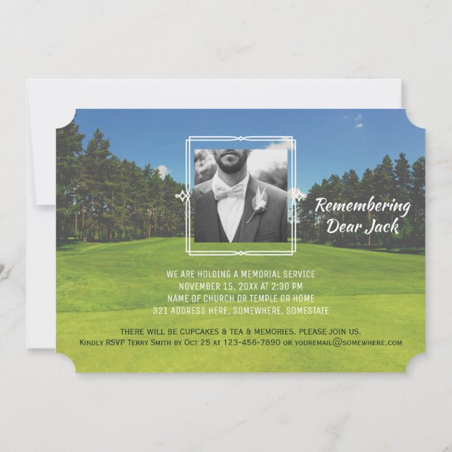Invitación Añada a su propio golfista de la ceremonia (Reverso)