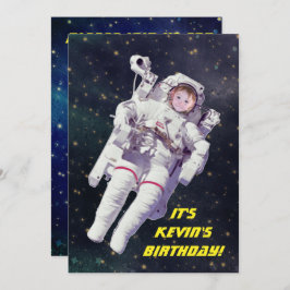 Invitación Añada el cumpleaños del espacio del astronauta de