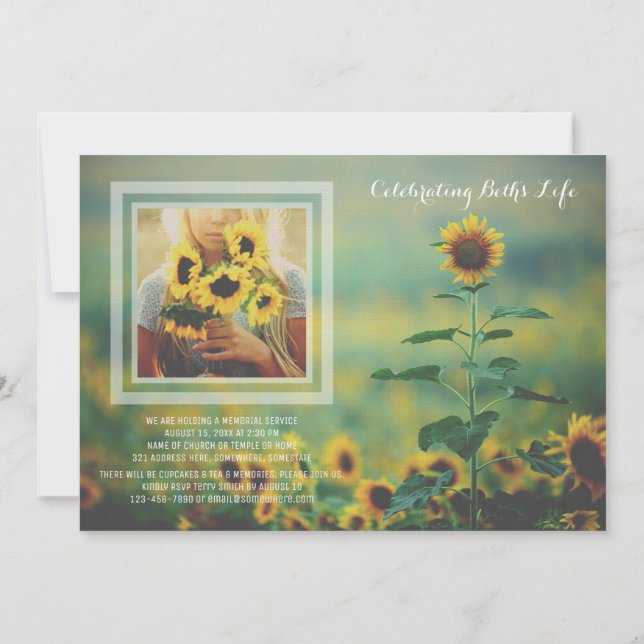 Invitación Añada sus propios girasoles de verano conmemorativ (Reverso)