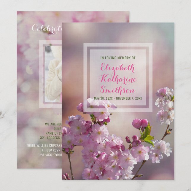 Invitación Añada sus propios recuerdos fotográficos Flores de (Anverso / Reverso)