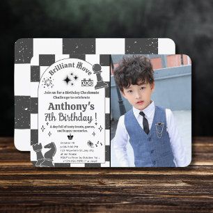 Invitación Añade tu foto Cumpleaños del Torneo de Ajedrez par