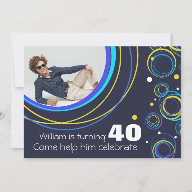 Invitación Añade tu foto funky de 40 cumpleaños invitar a la  (Anverso)