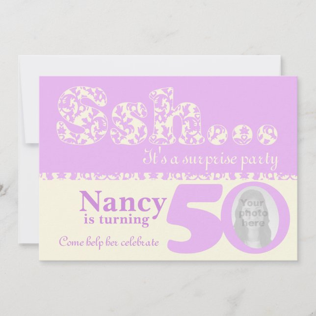 Invitación Añade tu foto sorpresa de ssh 50 cumpleaños (Anverso)