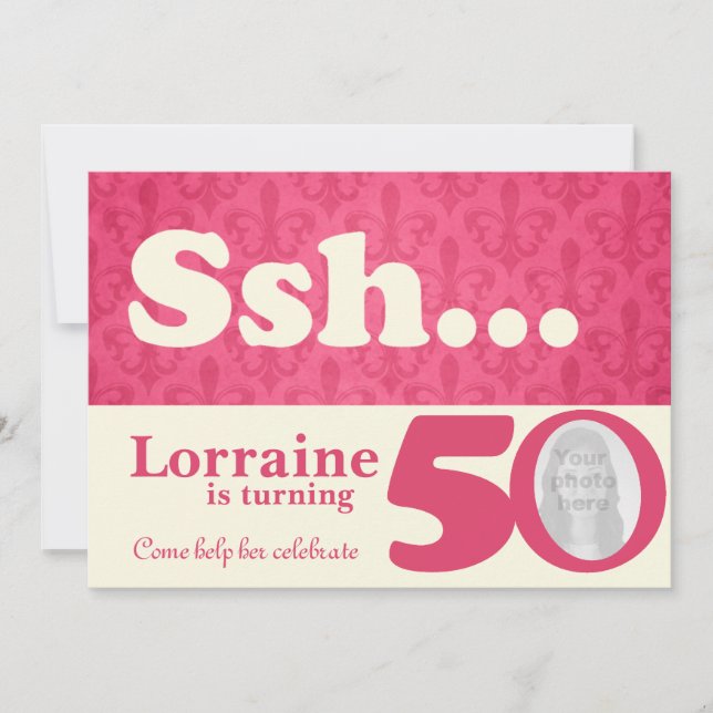Invitación Añade tu foto sorpresa de ssh 50 cumpleaños (Anverso)