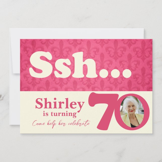 Invitación Añade tu foto sorpresa de ssh 70 cumpleaños (Anverso)