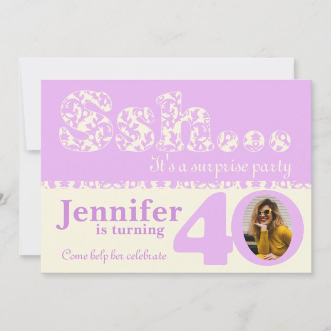 Invitación Añade tu foto sorpresa ssh 40 cumpleaños (Anverso)