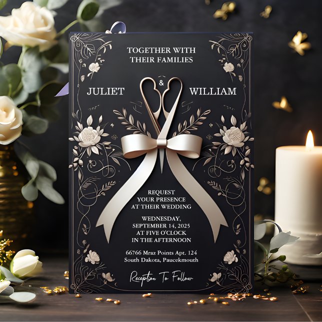 Invitación Añadir banners Bows Moda satinada Boda de corte de (Subido por el creador)