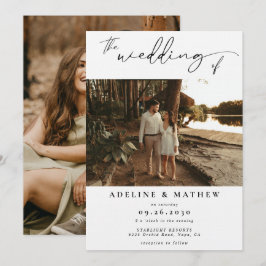 Invitación Añadir Boda de escritura moderna de fotografía per