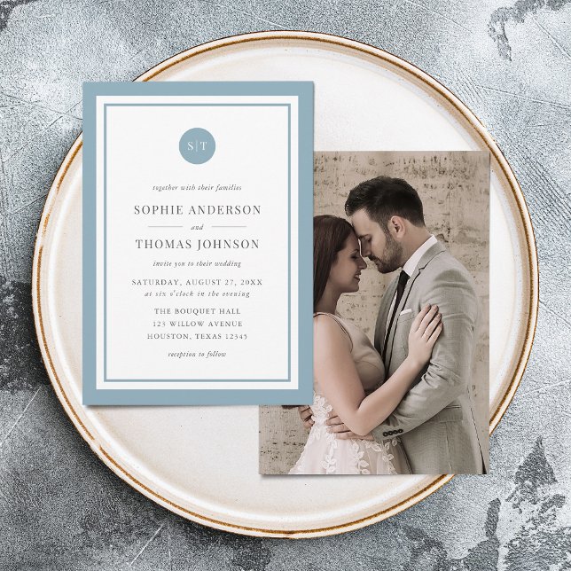 Invitación Añadir Boda de monograma redondo de color Personal (Subido por el creador)