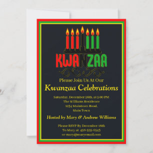 Invitación Añadir datos de fecha de nombre Kwanzaa 7 Candles