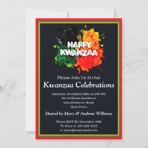 Invitación Añadir datos de fecha de nombre Kwanzaa Paint Spla