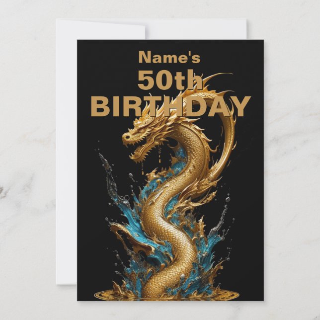 Invitación Añadir detalles - Cumpleaños del dragón chino (Anverso)