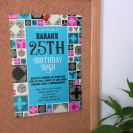 Invitación Añadir el borde azul del mosaico de mosaico decora